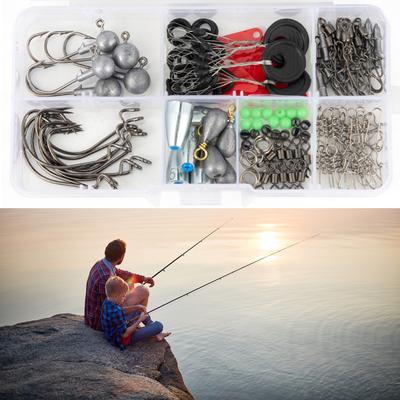 170pcs Fishing Accessories Kit Including Box Hooks Swivels Sinkers Outdoor Fishing Accessories Set Fishing Gifts for Men