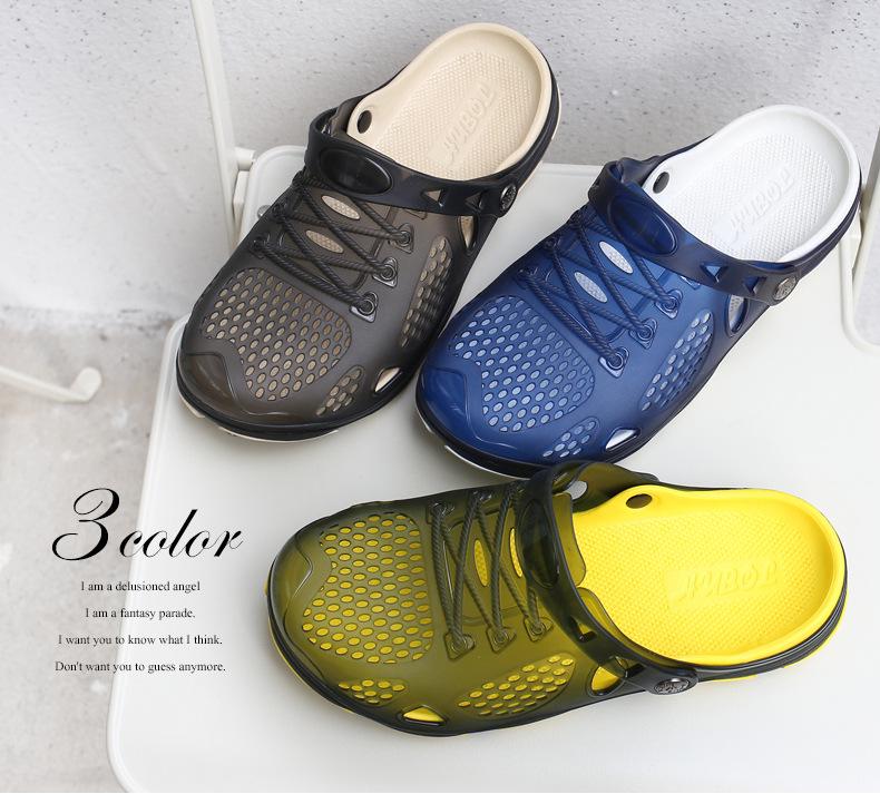 Men's Cross-Border Summer Soft Sole Sandals: Versatile Beach Shoes, Two-Wear Hole Slippers for Teens and Students, Size 11.
