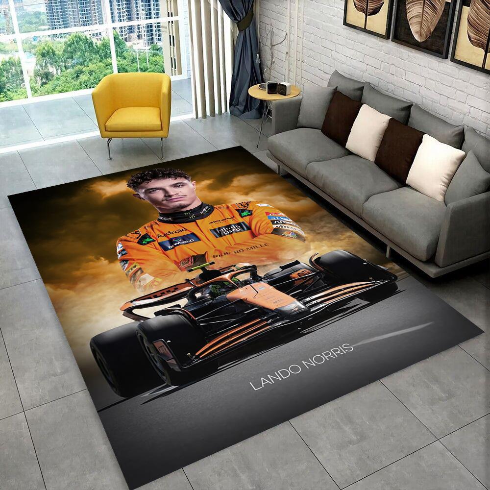 3D Lando Norris F1 Racer Vloerkleed, Tapijt voor Woonkamer Slaapkamer Bank Deurmat Decoratie, Kinderspeel Anti-slip Vloermat Cadeau 40x60cm(15x23in)