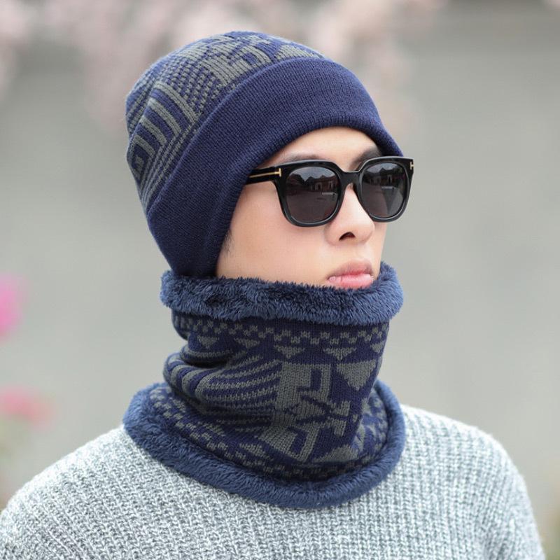 Férfi vastag plüss gyapjú téli sapka: Koreai stílusú, meleg kötött ruha szabadtéri tevékenységekhez és kerékpározáshoz