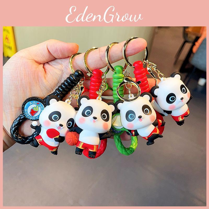 Cute Creative Panda Keychain Silicone Sport Panda Key Ring For Car And Bags