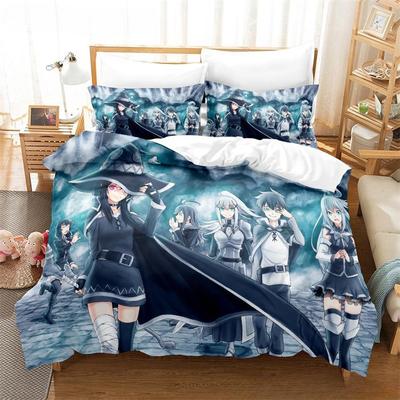 Kawaii KonoSuba Bettwäsche-Set Cartoon Anime dreiteiliges Set Erwachsene Kinder Schlafzimmer Bettbezug-Sets 3D Kawaii Mädchen King-Size-Bettsets