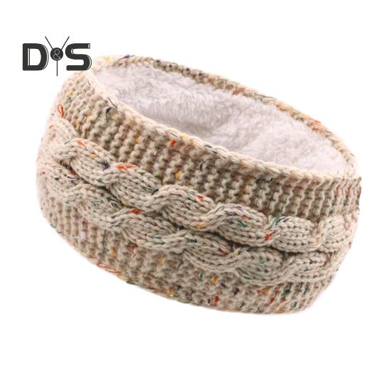 Winter Headband Women Fuzzy Fleece Lined Ear Warmer Cable Knit Thick Warm Crochet Headband Solid Color Knitting Hairband