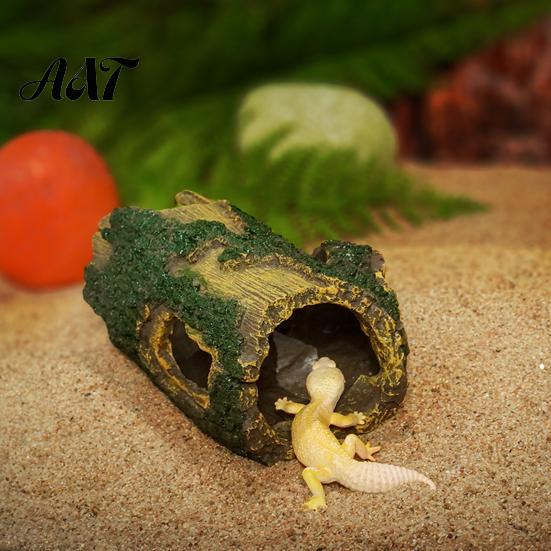 Nicht verblassende Aquarium-Dekoration Verrotteter Baum Reptilienversteck, Loch Aquarium Fische Garnelen PVC-Ornament Versteckhöhle, Gecko-Unterschlupf für Terrarien-Dekoration