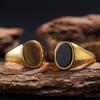 1pc Men's Women Ring Vintage 316L Stainless Steel Ring with Black Onyx Agate Tiger Eye Lapis Stone Unisex Ring Jewelry