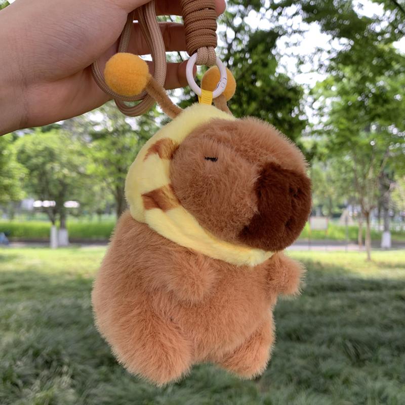 

Cute Bee Capybara Plush Toy Kawaii Animals Fluffy Capibara Keychain Soft Stuffed Bee Backpack Tentacle Hat Pendant Birthday Gift