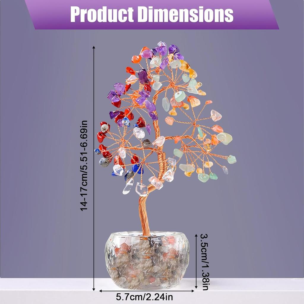 Seven Chakra Crystal Tree,Chakra Tree Of Life for Positive Energy,Fengshui Healing for Home Decor,Lucky Gemstones,Crystal Gifts Money Decoration
