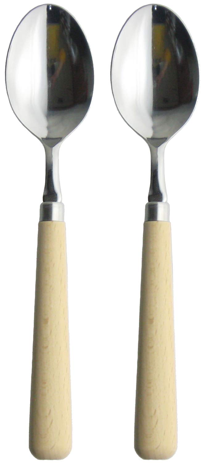 Nagao Wood Dinner Set of Stainless Steel and Made in Japan Tsubame-Sanjo Spoons, 2, 18.7cm, Wood,