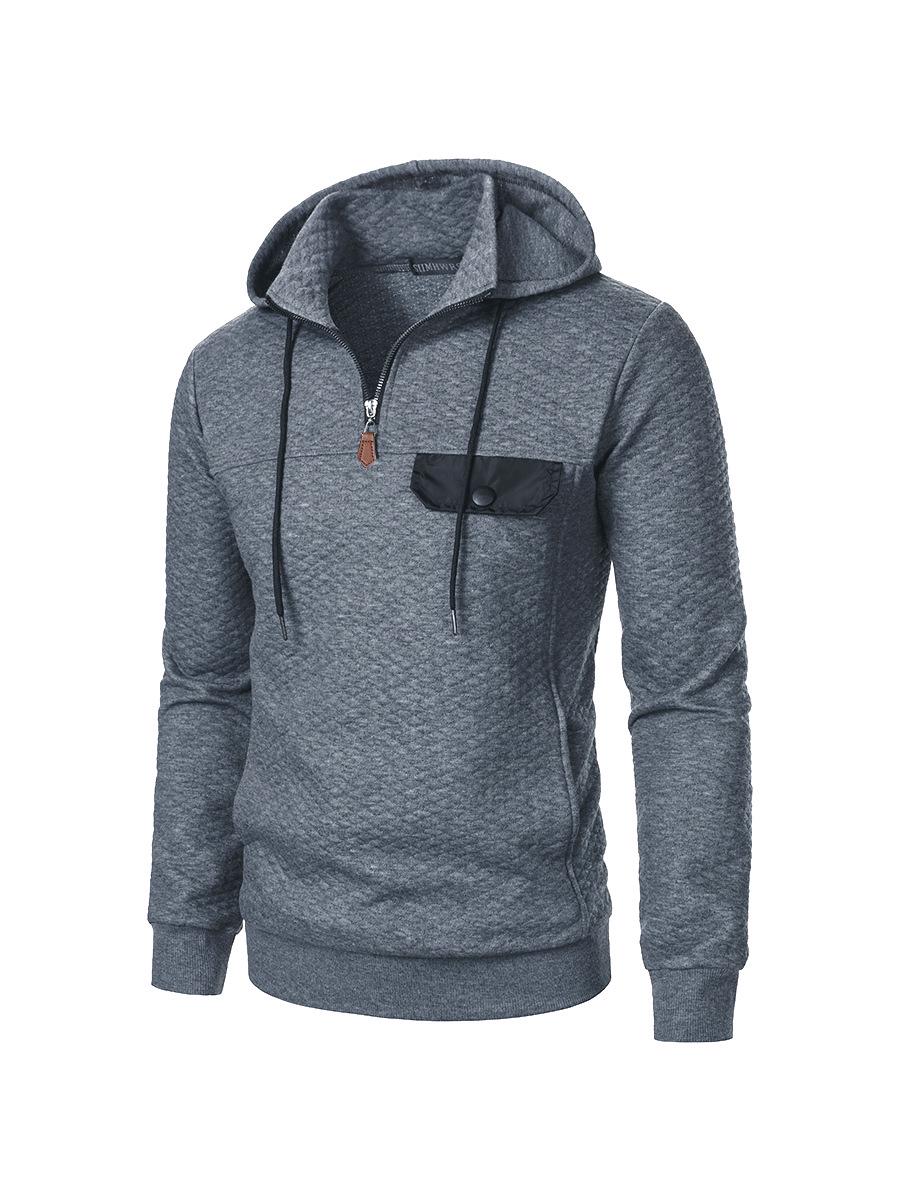 

Men s Trendy Loose Stand Collar Hoodie Sports Top L темно-сірий