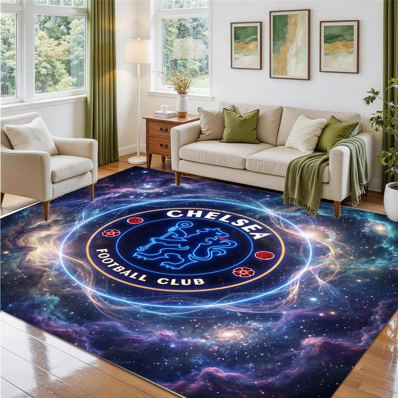 Chelsea FC Design Crystal Velvet Rug Soft Decorative Mat for Bedroom Entrance