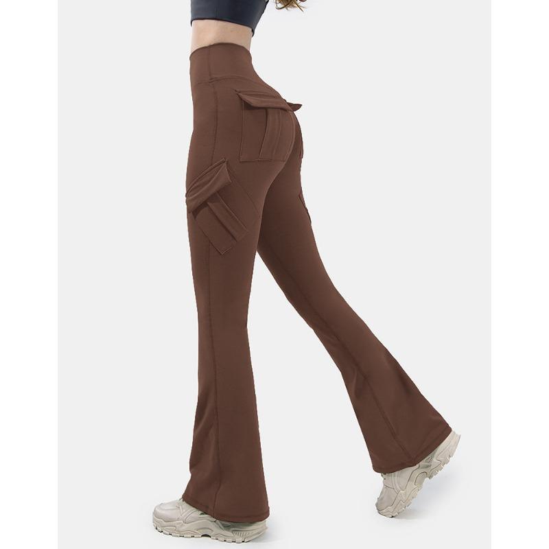 

Повседневные модные широкие брюки, обтягивающие брюки телесного цвета для тренировок, расклешенные брюки, микро-длинные брюки с высокой талией, сексуальные брюки, обтягивающие леггинсы для женщин XL темно-коричневого