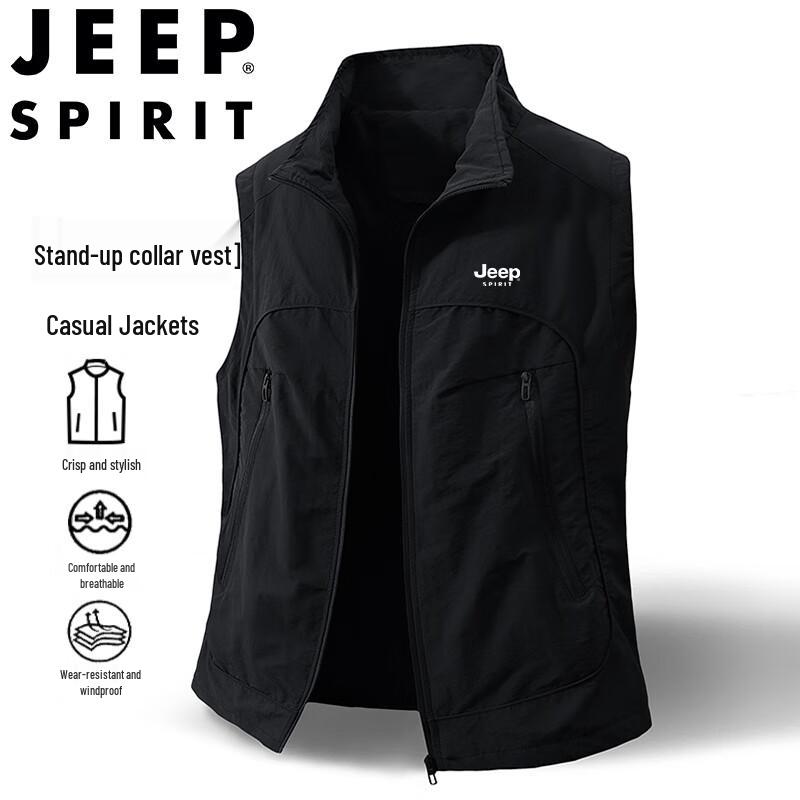 JEEP SPIRIT Men's Stand-Collar Outdoor Fishing Vest