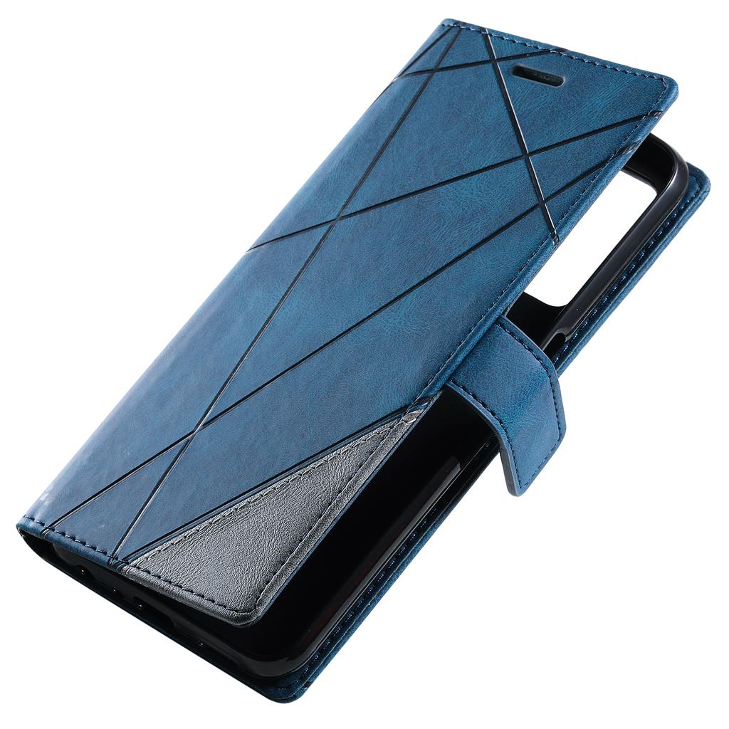 For Samsung Galaxy A53 5G Wallet Case Lines Imprinted Skin-touch Leather Phone Cover