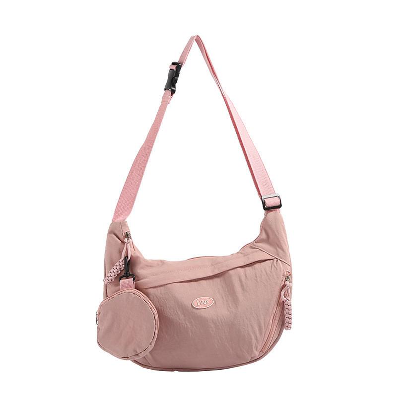 Minimalist Nylon Solid Color Dumpling Bag With Internal Pouch For School And Work