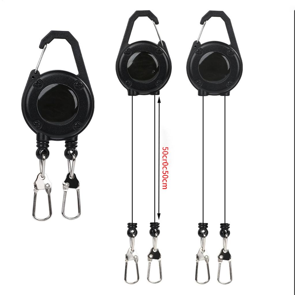 Retractable Keychain Double-Headed Retractable Belt Clip Lanyard Badge Holder Pull Reel with Steel Cord for Outdoor Fishing