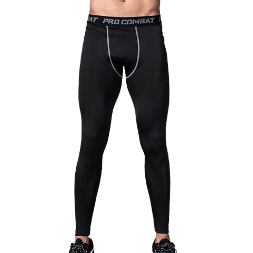 2-Piece Set of Stretch Sweat Tights for Training, Innerwear, Cold Weather, Sports, and Fitness (XL, Black/Gray Line)