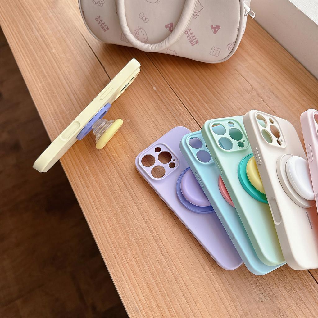 Fine ring liquid silicone magnetic attraction, suitable for iPhone15Pro Apple 16promax touch button 14p mobile phone case