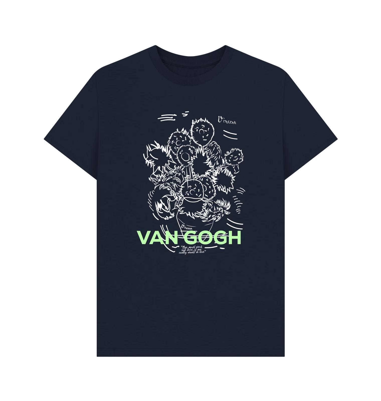 

PREMIUM OFFICIAL APOH APOH Van Gogh Sunflowers Scribble Navy T-Shirt 3XL