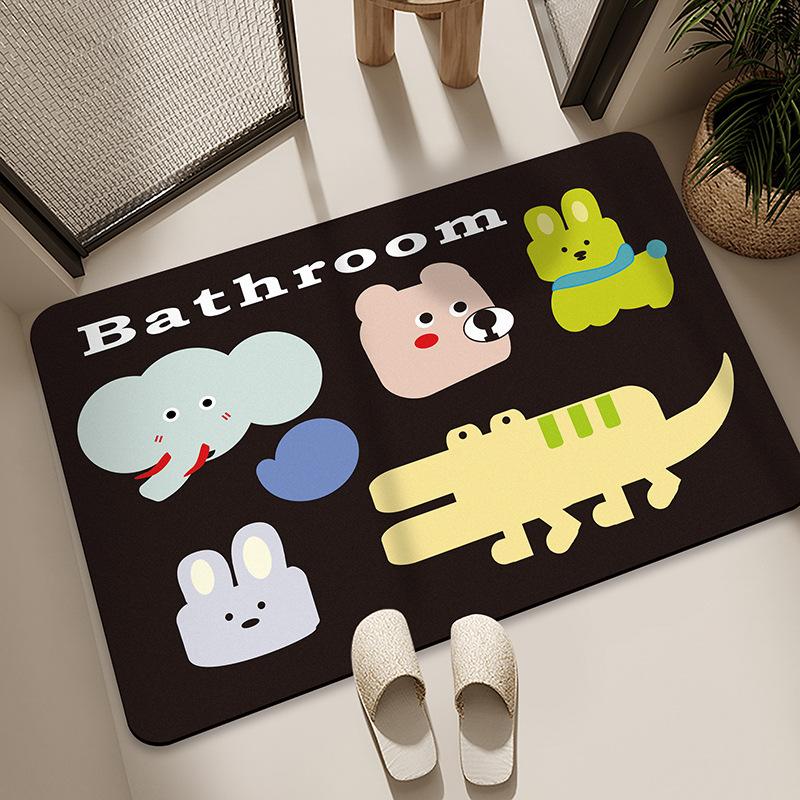 Diatom Mud Floor Mat Bathroom Water Absorption Quick-drying Foot Pad Cartoon Black Cat Dirty-resistant Anti-slip Pad Household Bathroom Entrance Mat