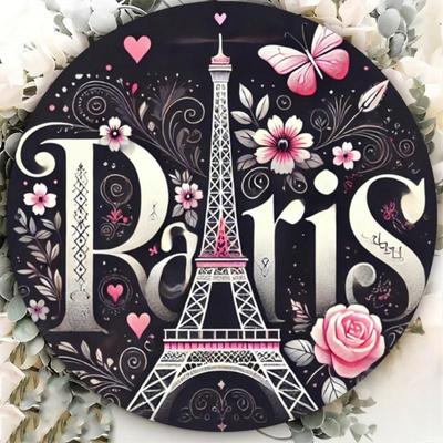Paris Eiffel Tower Metal Tin Sign Retro Vintage Wall Decor Plaque for Cafe Bar Home