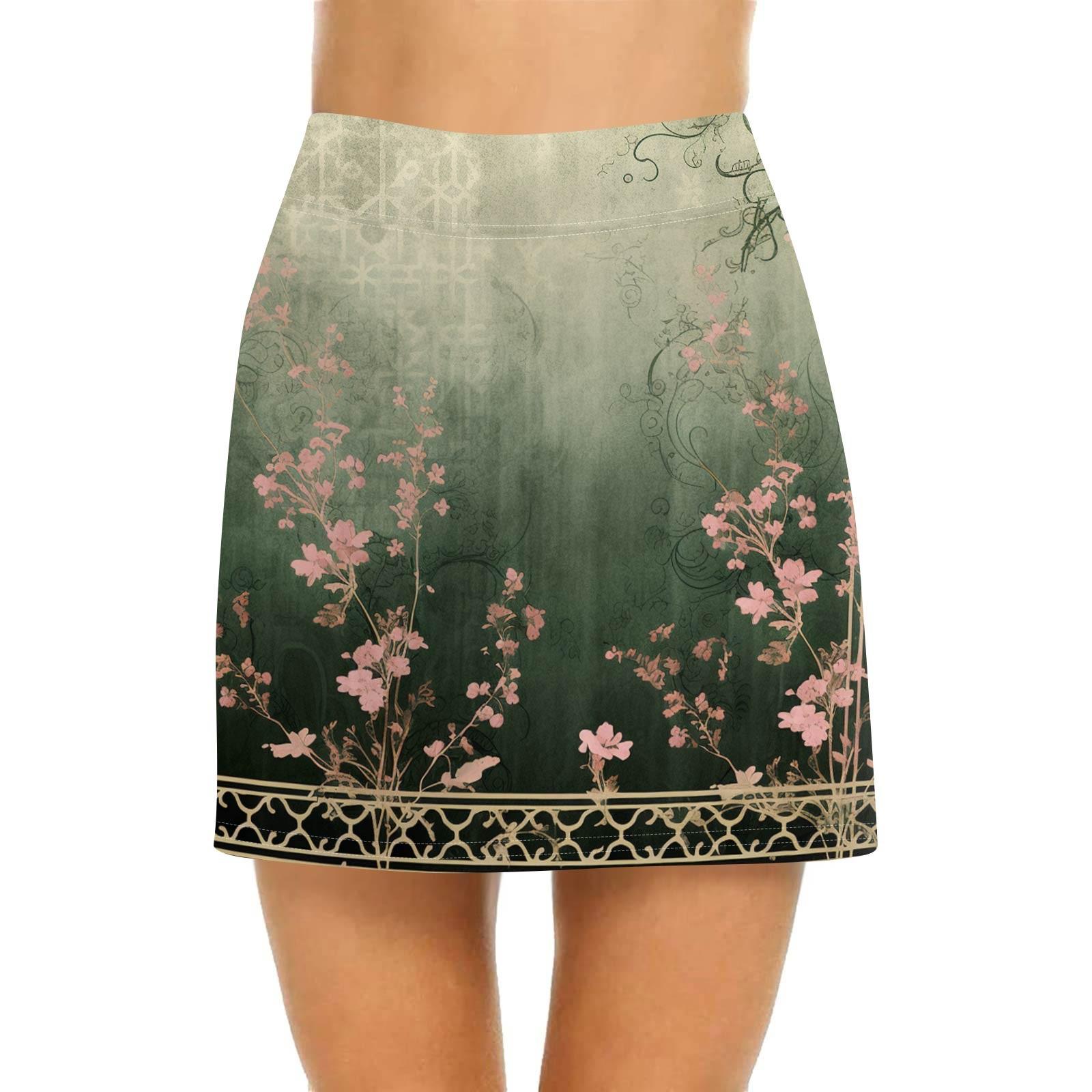 

Женская повседневная юбка с высокой талией и принтом, короткая юбка-полусолнце, спортивная юбка, плиссированная юбка S зелёный