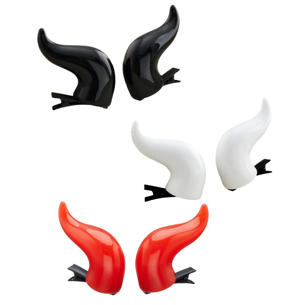 Halloween Party Costume Horn Hair Clip Set Roleplay Game Hair Barrettes Festival Headwear Devil Horn Duckbill Clip 2pcs