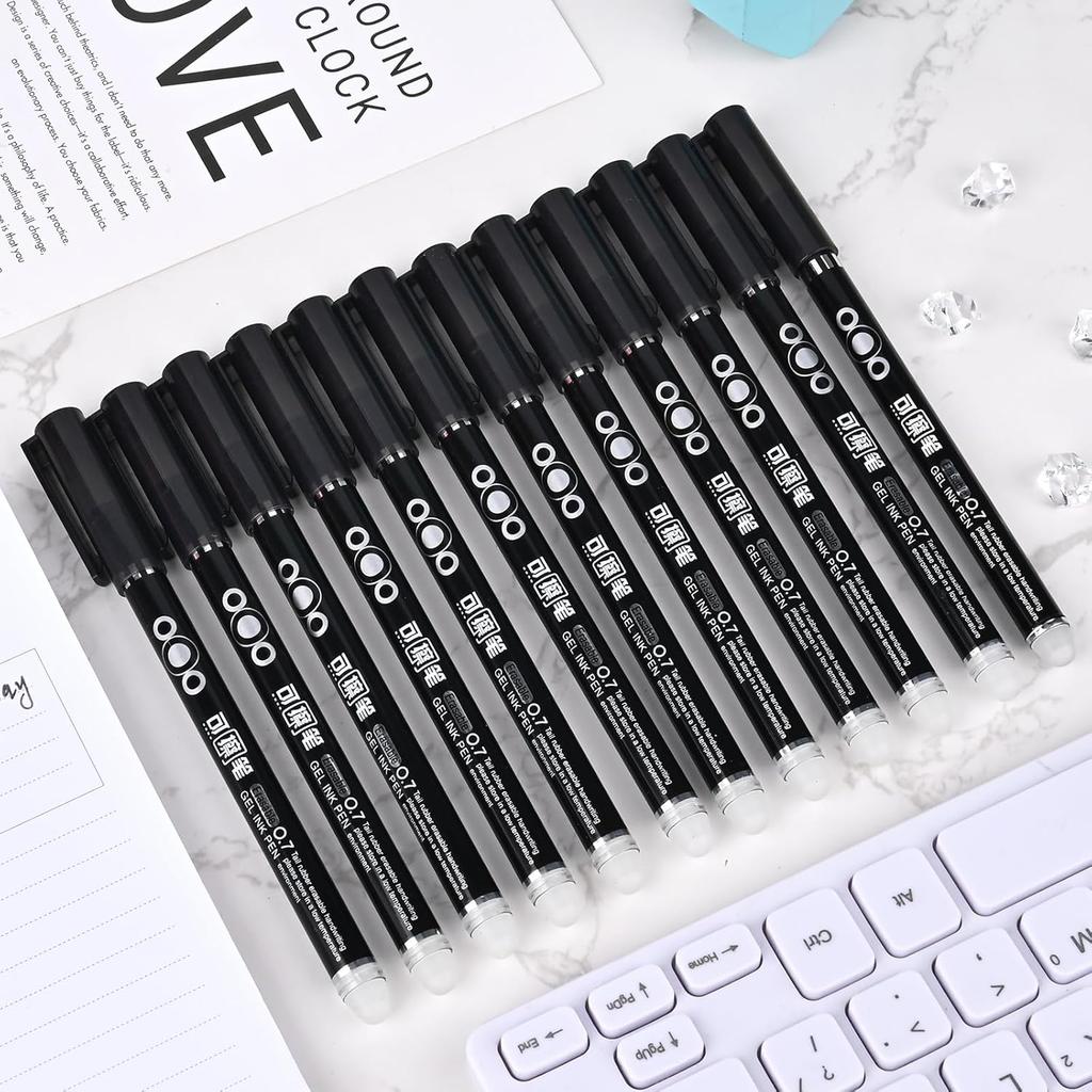 Temiary 12Pcs Erasable Gel Pens, Fine Point 0.7mm Gel Pen Make Mistakes Disappear, Assorted Color Inks for Completing Sudoku and Crossword Puzzles