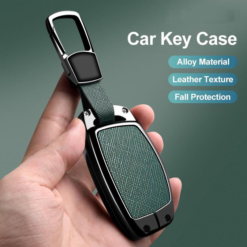 Zinc Alloy Leather Car Key Cover Fits For Modern Ix35 Ix25 Ix45 Tucson Sonata Rena Creta Verna Solaris Mistra Elantra Key Chain