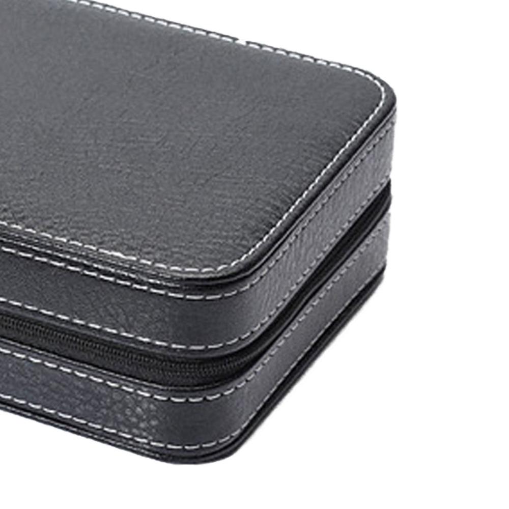 PU Leather Watch Storage Box Artificial Leather Simple Design Watch Organizer Zippered Design Zippered Storage Box