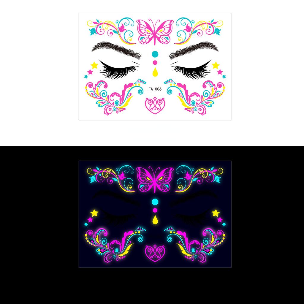 Music Festival Fluorescent Face Waterproof Nightclub Masquerade Neon Glow Tattoo Stickers