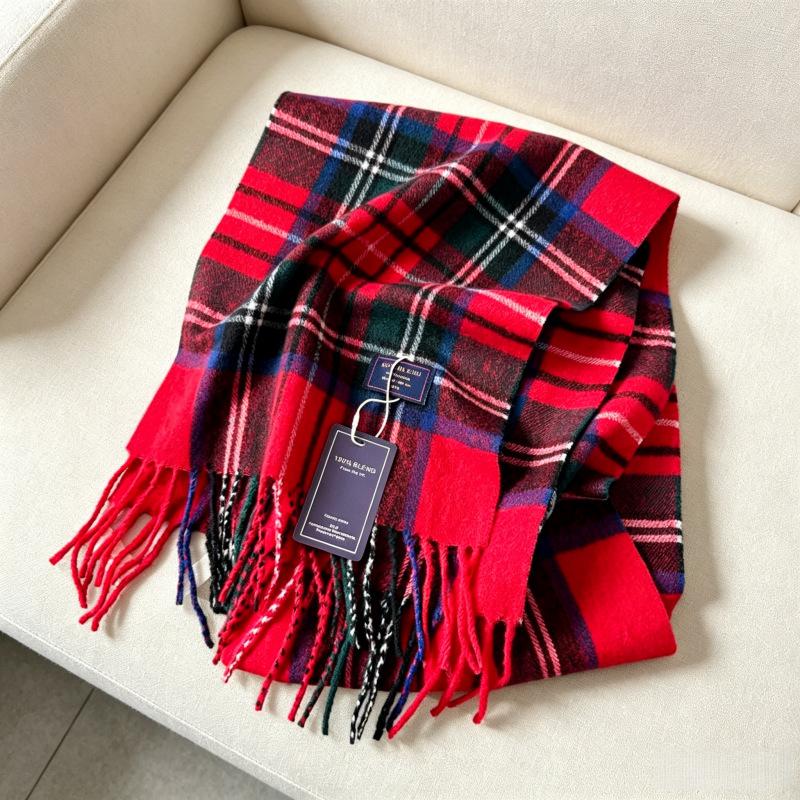 Brown British plaid fringed scarf women's winter Korean version imitation cashmere thickened shawl versatile warm scarf men's trend