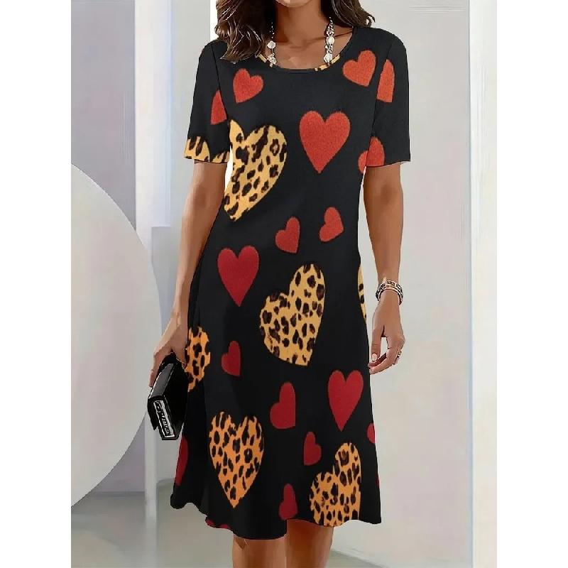 2026 New Women's 3D Digital Print Dress Round Neck Casual Dress