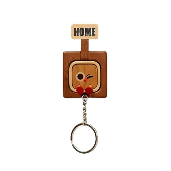 Wooden Key Holder Wall Mount Funny Face Expressions Handcrafted Key Storage Organizer Entryway Home Decor