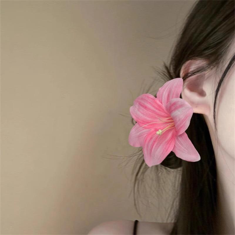 Fermagli per capelli a forma di fiore di giglio per donne ragazze Barretta Clip a pinza di granchio Fermagli per capelli per coda di cavallo Copricapo da bagno spiaggia Accessori per capelli