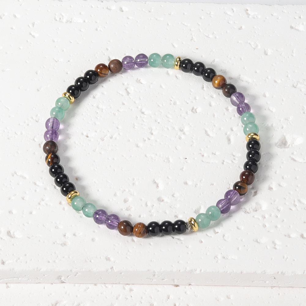 Green Aventurine Amethyst Tiger Eye And Black Onyx Beaded Bracelet Balanced Fashion Jewelry For Men And Women Daily Wear Simple Versatile Accessory