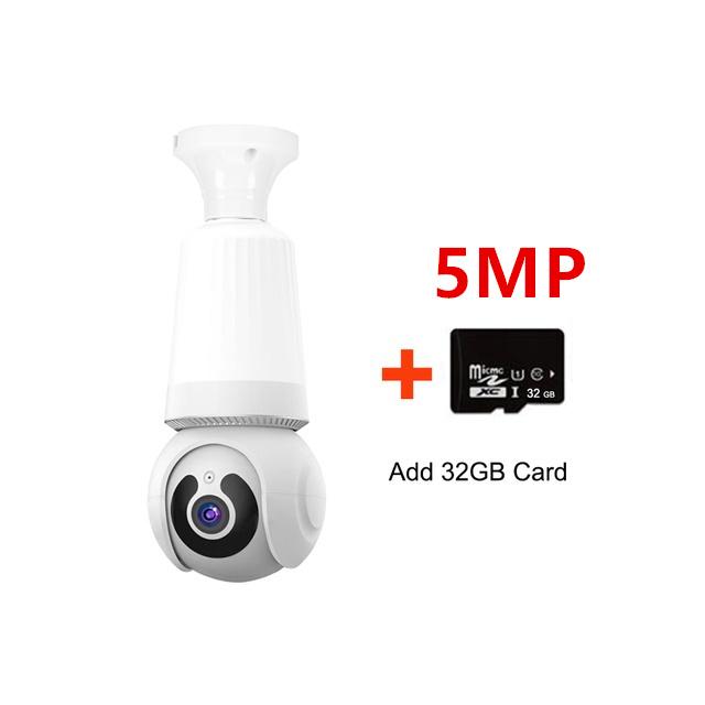 5MP CCTV Home Wireless WiFi Camera Bulb E27 Full Color Night Vision Automatic Tracking Security Camera for V380 Pro App