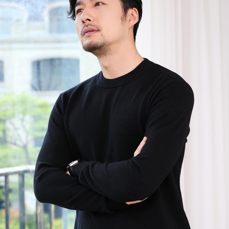 2021 Men's Korean Knitted Round Neck Sweater - Loose Fit, Solid Color, Plus Size, Long Sleeve Pullover for Spring & Autumn