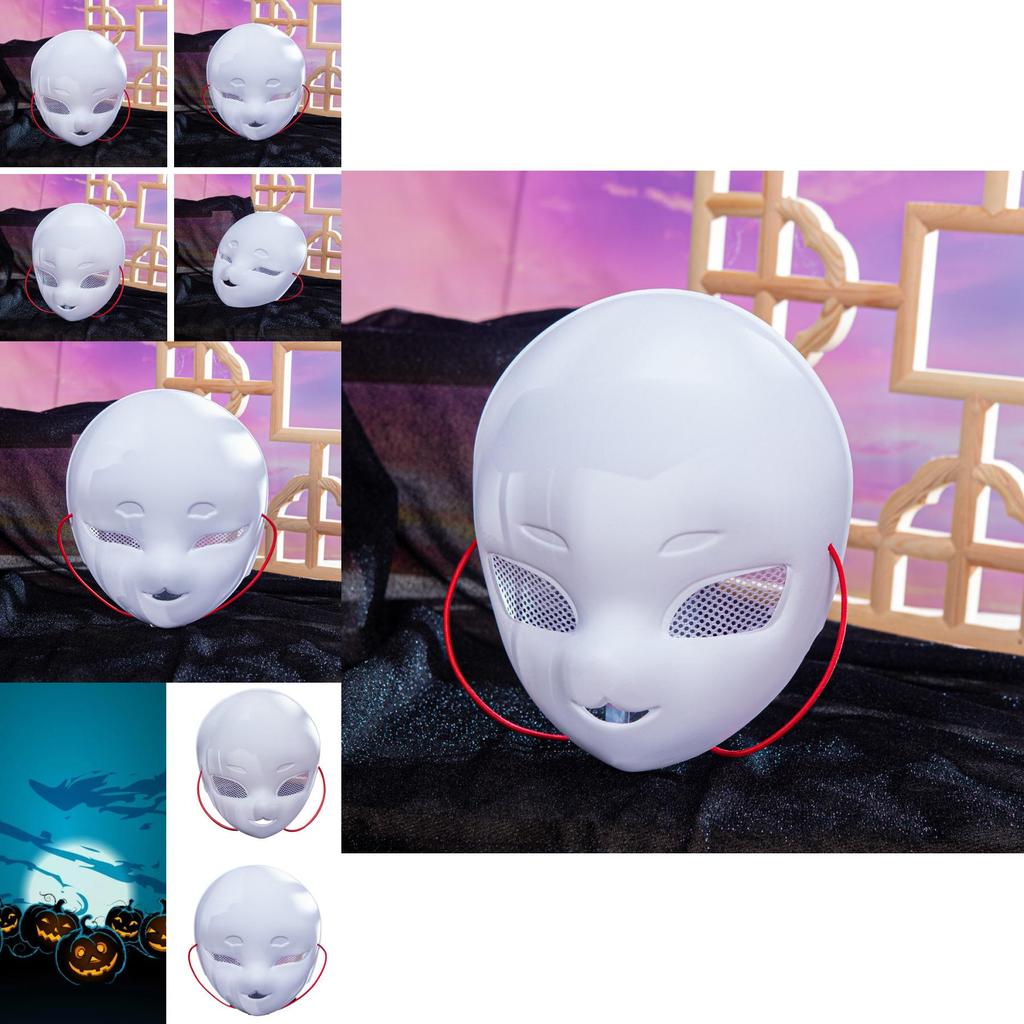 Adorable White Fox Face Mask For Kids Featuring Mesh Design And Handcrafted Detail
