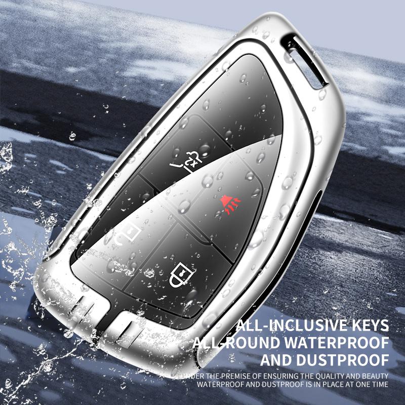 Zinc Alloy Genuine Leather Auto Key Fob Cover Fit For Chevrolet Tahoe Suburban Fit For Gmc Yukon Fit For Buick Envision S Plus Avenir