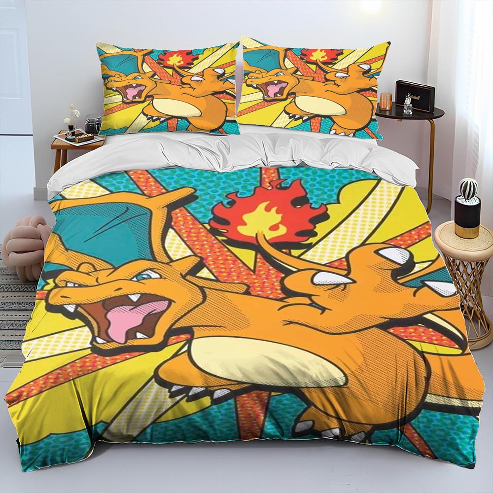 3D Cartoon Pikachu Pokemon Monster Bettdecke Bettwäsche Set Bettbezug Bett Set Steppdecke Bezug Kissenbezug Queen Bettwäsche Set Erwachsene Kinder