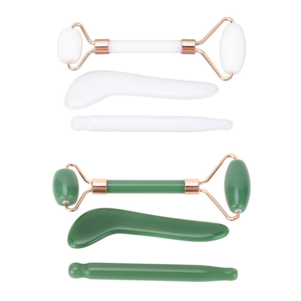 3pcs Jadestone Face Roller Gua Sha Set Anti Aging Improve Circulation Gua Sha Scraping Massage Tool