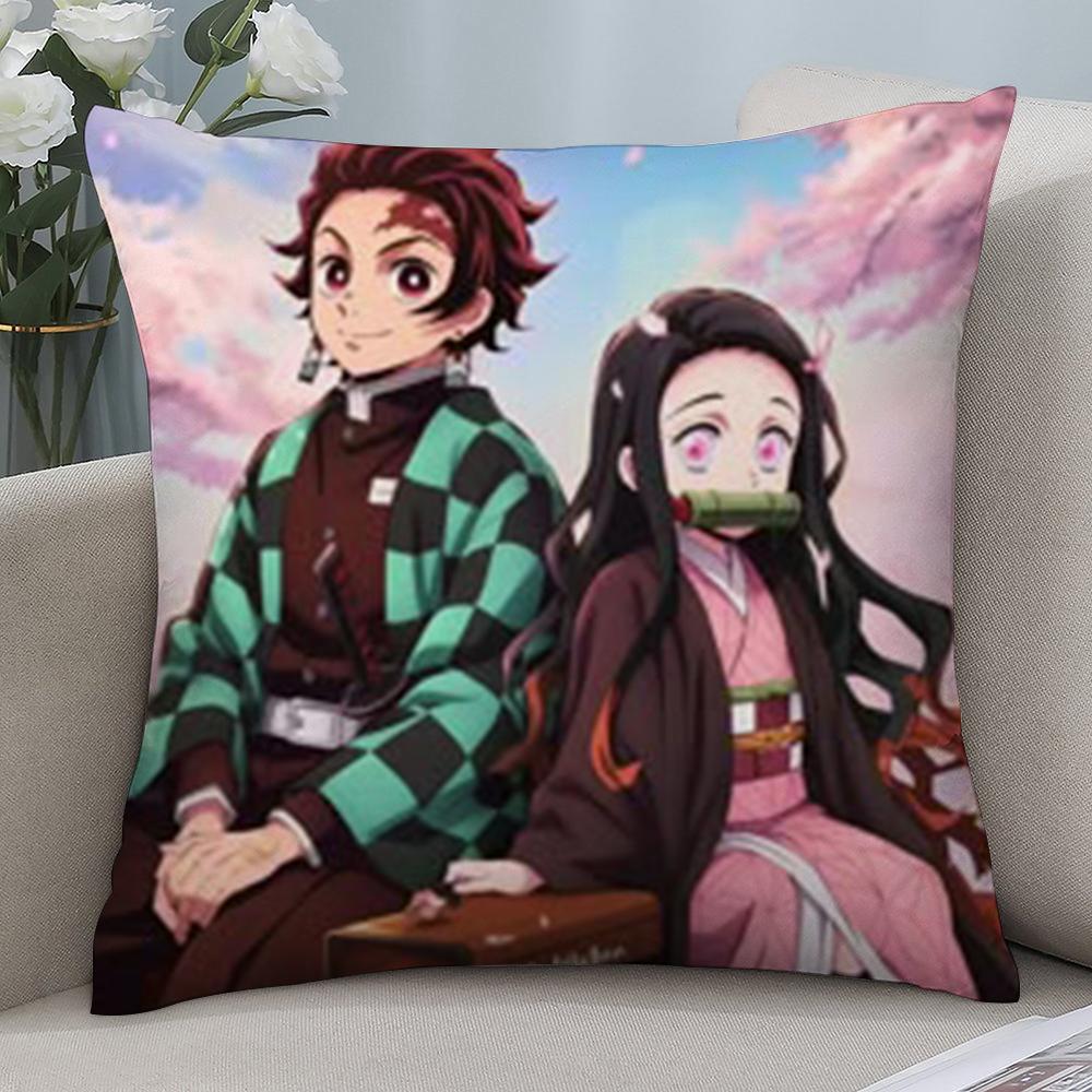 

Demon S-Slayer K-Kamado T-Tanjiro N-Nezuko Pillow Case Short Plush Sofa Decorative Gift Home Double-sided Printing Cushion 12x12in 30x30cm