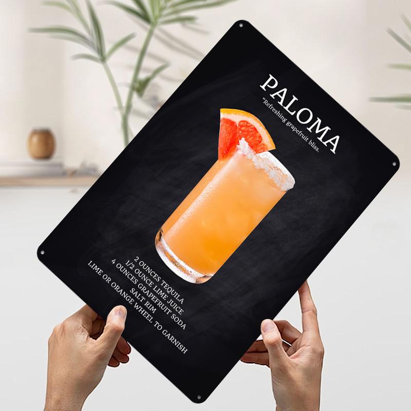

Paloma Cocktail Recipe Tinplate Poster Customized Wall Art Vintage Retro Metal Signs for Man Cave Office Decoration Room Decor 20x30cm（7.8x11.8inch）