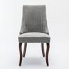 Rayon Cloth Flocking Linen Dining Chairs Channel Kitchen Dinner Chair Comfy Fabric Upholstered Accent Chair for Dining Room with Curved Solid Wood