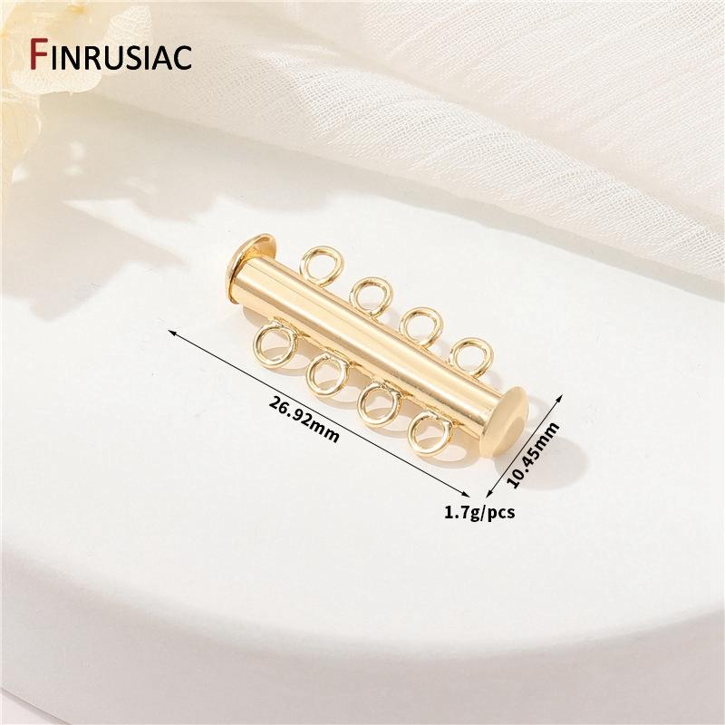 14K Gold Plated Brass Multi Strand Slide Tube Lock Clasp Connectors Layering Clasp for Necklace Bracelet Jewelry Making Supplies