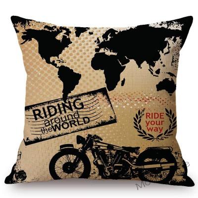 Retro Motorcycle Poster Art Letter Print Ride Your Way Home Decoration Throw Pillow Case Vintage Motor Bike Sofa Cushion Cover