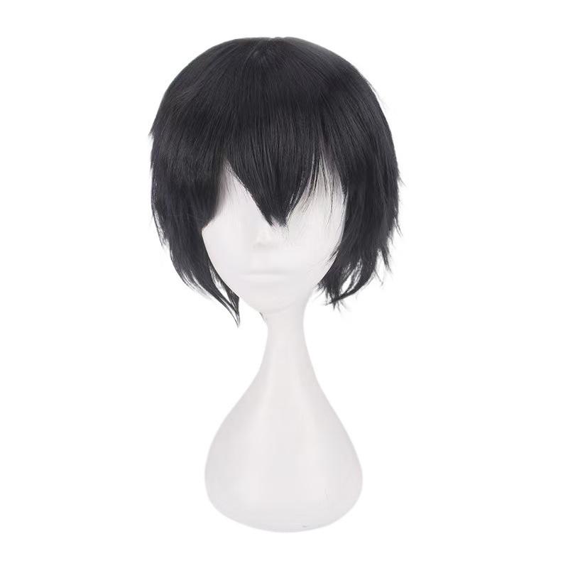 Cos Short Black Cosplay Wig With High Temperature Silk For Anime Costumes