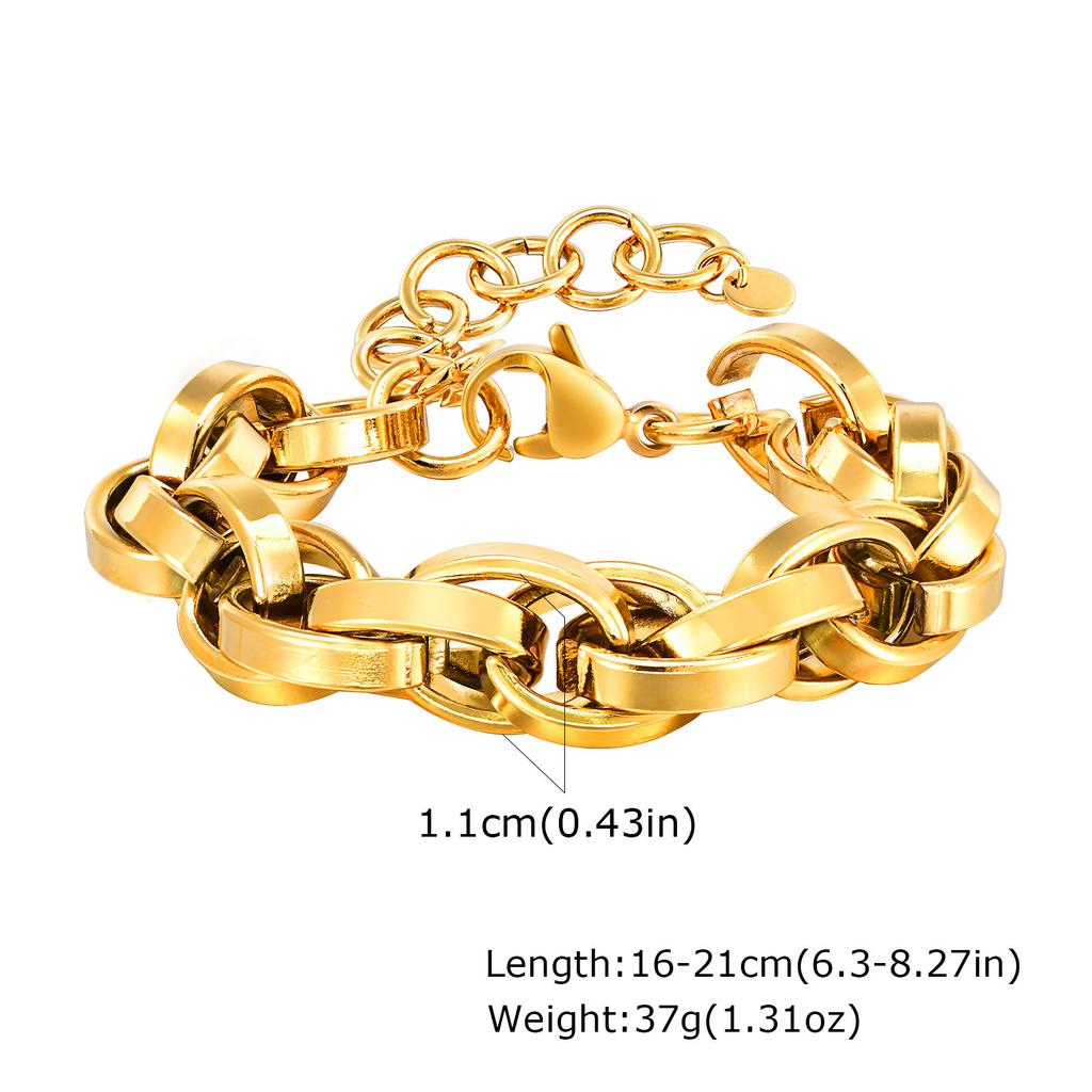 Fashion Cuban Stainless Steel Gold Coarse Bracelet Women'S Jewelry 961