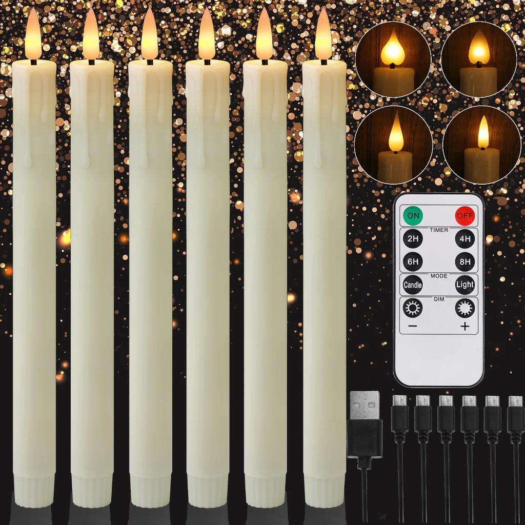 Flameless LED Taper Candles with Remote Timer Battery Operated Flickering Candlesticks for Wedding Halloween Christmas Decor