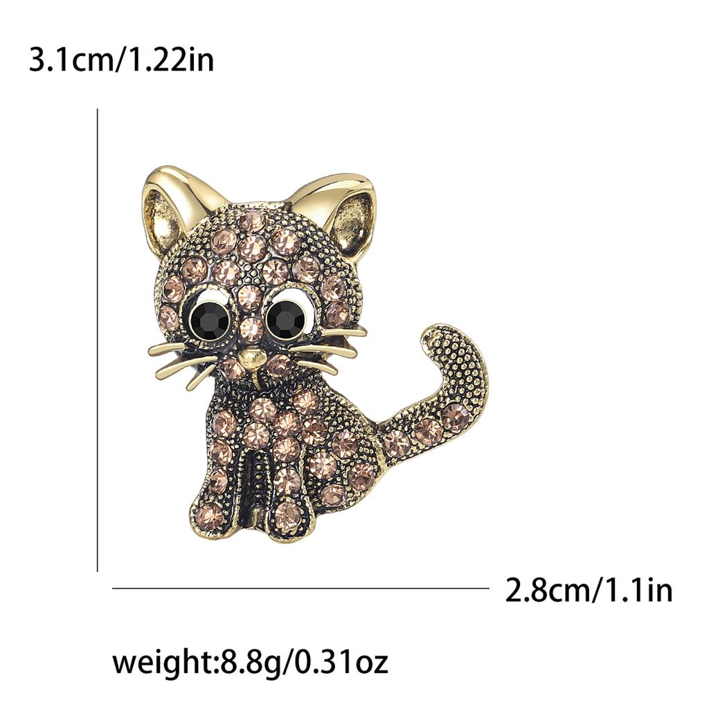 Enamel Cat Pin for Women Unisex Rhinestone Cats Brooch Kitten Lapel Pins Banquet Party Backpack Gifts Jewelry Accessories